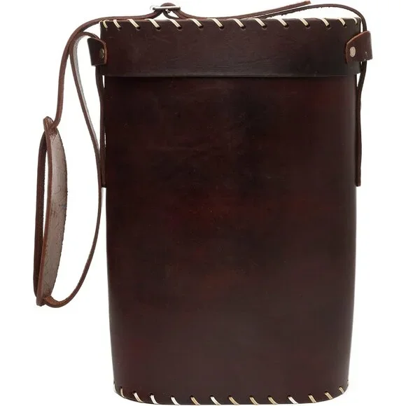 Argentine Leather Mate Bag - Travel and Home Use, Brown, 14.7x4.7in